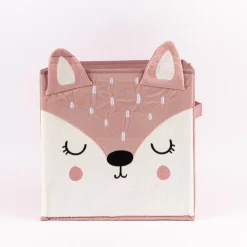 Kinderzimmer Aufbewahrungsbox Reh Samtoptik rosa weiß 29x29x29cm