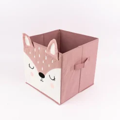 Kinderzimmer Aufbewahrungsbox Reh Samtoptik rosa weiß 29x29x29cm