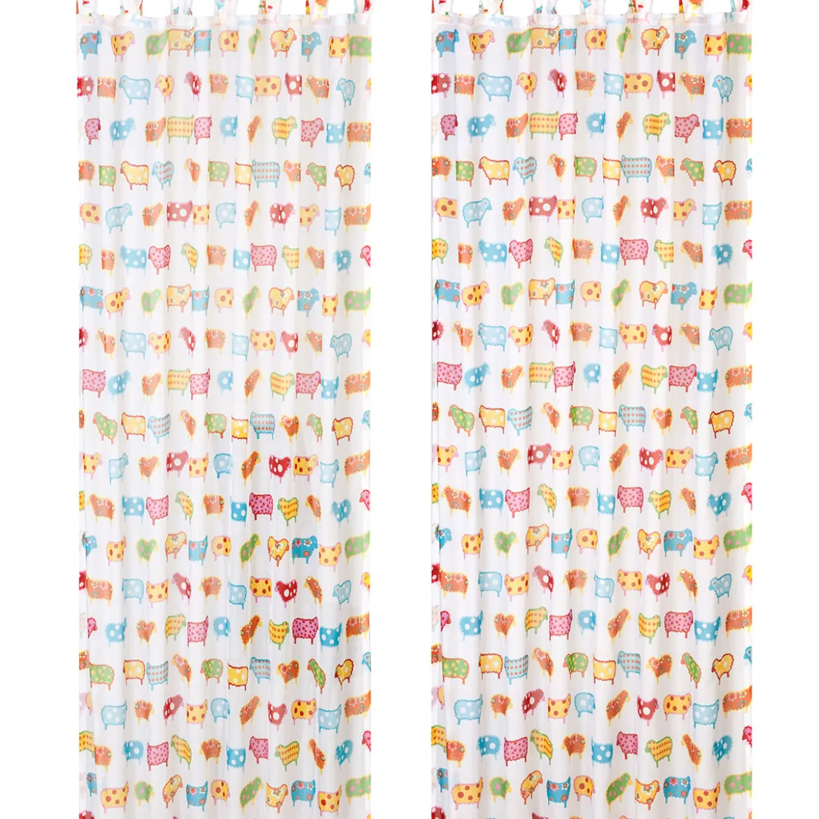 Kinderzimmer Schlaufenschal mit Kreuzschlaufen Schafe weiß bunt 140x255cm