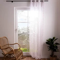 Kinderzimmer Ösengardine gemustert Punkte mit Kirschen halbtransparent weiß rosa 140x260cm