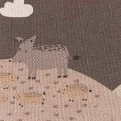 Kinderzimmer Vorhang Mountain Forest Animals Waldtiere Hügel Leinenlook rosa beige 245cm oder Wunschlänge von SCHÖNER LEBEN.