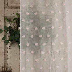 Kinderzimmer Vorhang Ösengardine mit Pompons weiß rosa 140x240cm