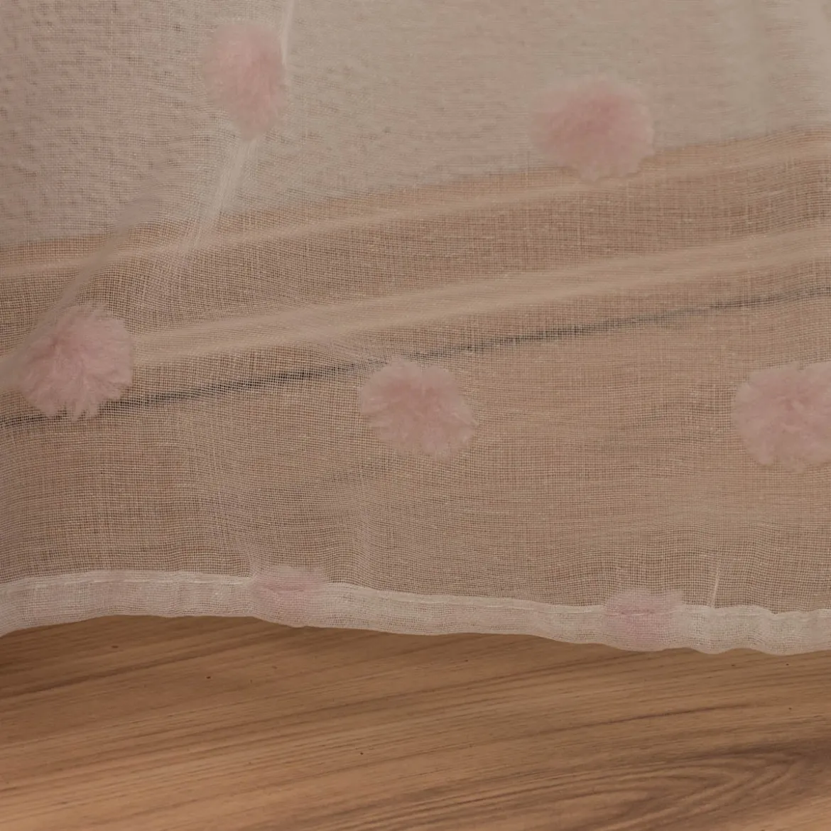Kinderzimmer Vorhang Ösengardine mit Pompons weiß rosa 140x240cm