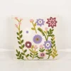 Kissen Blumen getuftet und gestickt Chenille wollweiß grün rosa lila 45x45cm