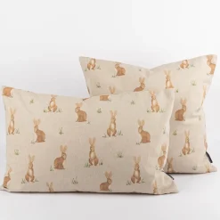 Kissenhülle Aquarell Woodland Rabbit Hasen natur braun in versch. Größen von SCHÖNER LEBEN.