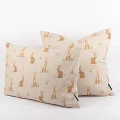 Kissenhülle Aquarell Woodland Rabbit Hasen natur braun in versch. Größen von SCHÖNER LEBEN.