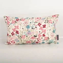 Kissenhülle aus Baumwolle Digitaldruck Aquarell Blüten weiß rosa blau in versch. Größen von SCHÖNER LEBEN.