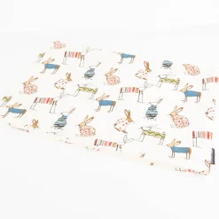 Kissenhülle aus Baumwolle mit Hasen beige bunt in versch. Größen von SCHÖNER LEBEN.