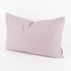 Kissenhülle aus Dobbystoff mit schmalen Streifen lila beige in versch. Größen von SCHÖNER LEBEN.