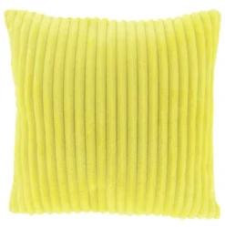 Kissenhülle aus Plüsch in Cordoptik Streifen Lemon Yellow gelb 45x45cm