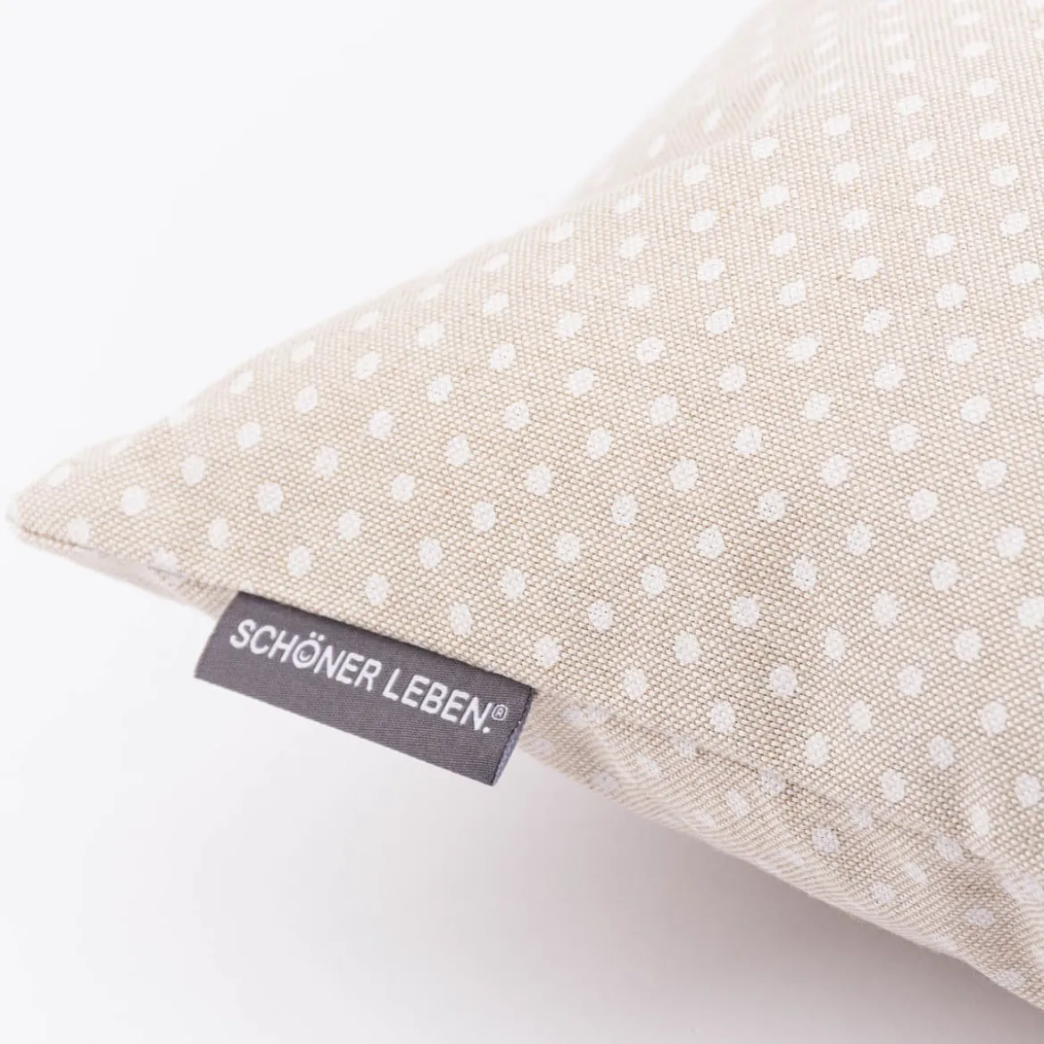 Kissenhülle Basic Dot Pünktchen Leinenlook natur weiß in versch. Größen von SCHÖNER LEBEN.