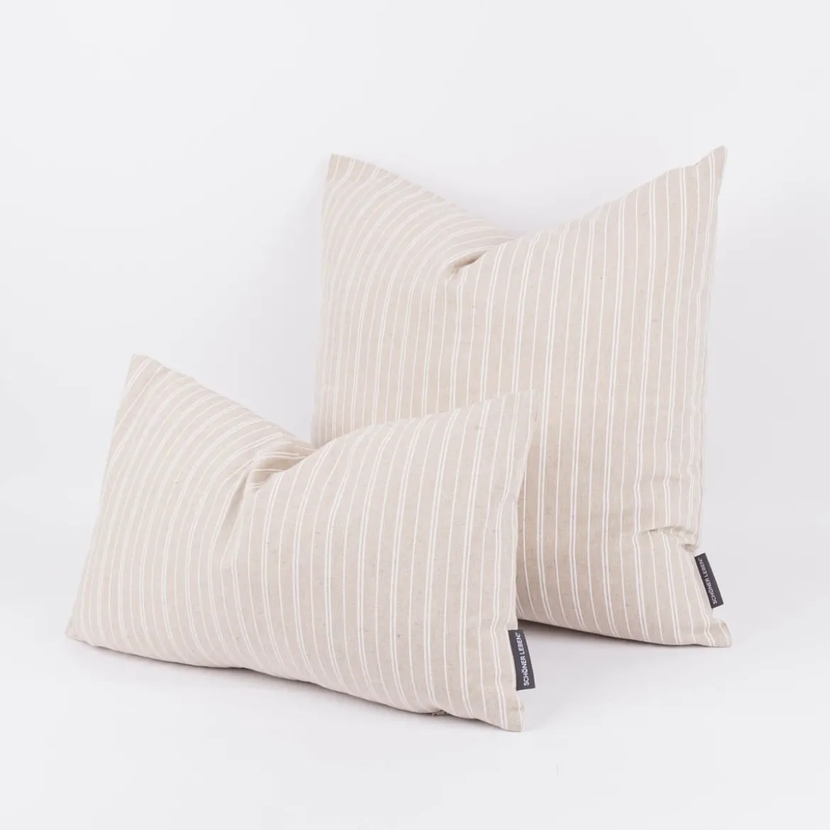 Kissenhülle Basic Stripe Streifen Leinenlook natur weiß in versch. Größen von SCHÖNER LEBEN.