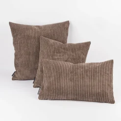 Kissenhülle Breitcord Baby Rib nougat braun verschiedene Größen von SCHÖNER LEBEN.