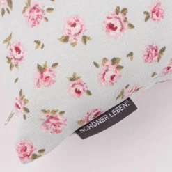 Kissenhülle Classic Little Rose Rosenblüten hellblau rosa in versch. Größen oder Wunschmaß von SCHÖNER LEBEN.