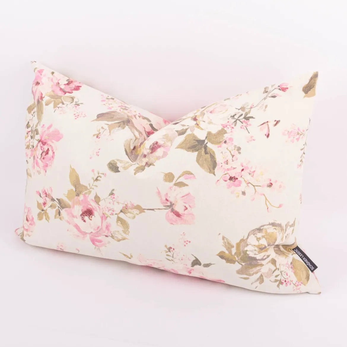 Kissenhülle Classic Painted Rose Rosen ecru rosa in versch. Größen oder Wunschmaß von SCHÖNER LEBEN.