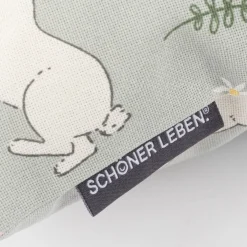 Kissenhülle Cute Rabbit Garden Hasen Blumen mintgrün bunt in versch. Größen von SCHÖNER LEBEN.