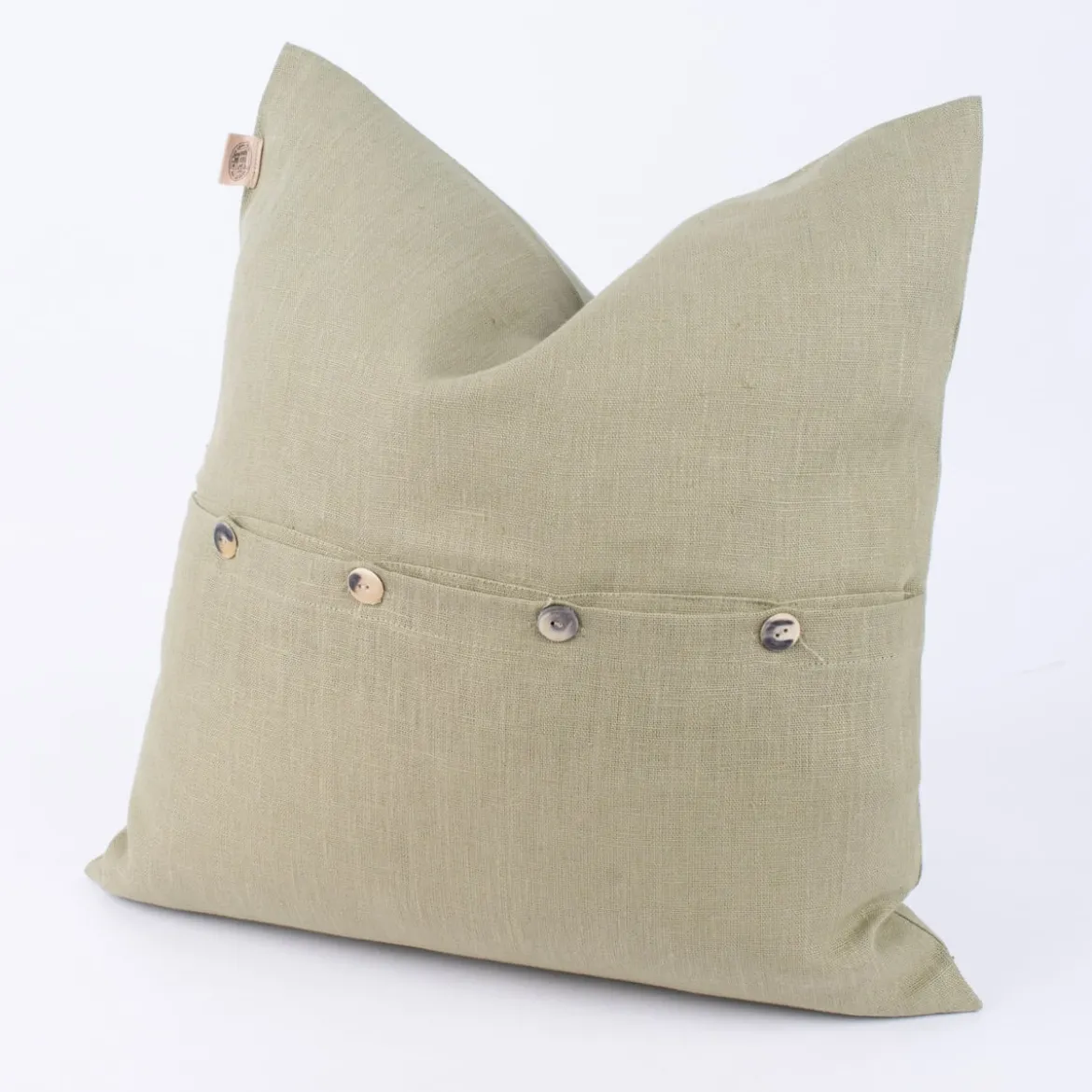 Kissenhülle Erik mit Knopfleiste aus 100 % Leinen 47x47cm salbeigrün