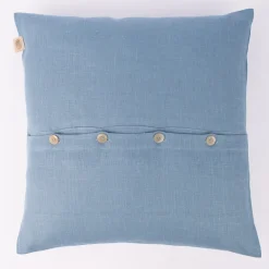 Kissenhülle Erik mit Knopfleiste aus 100 % Leinen 47x47cm blau