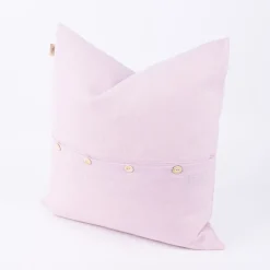 Kissenhülle Erik mit Knopfleiste aus 100 % Leinen 47x47cm rosa