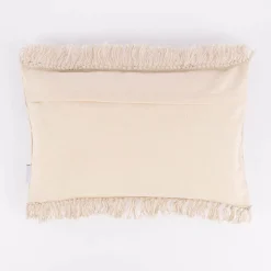 Kissenhülle Faiza mit Fransen Punkte Herzen Kreuze creme schwarz 30x50cm