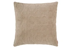Kissenhülle Fidda Veloursstoff mit Ornament-Steppung einfarbig sand 50x50cm