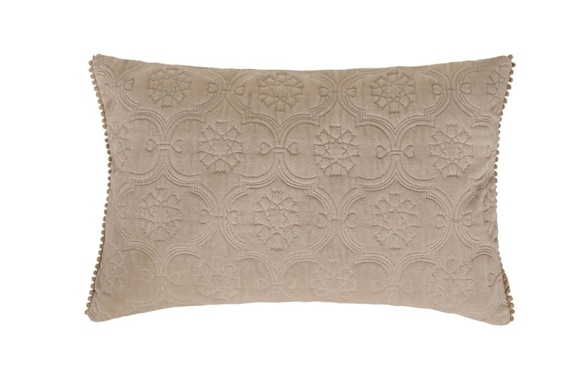 Kissenhülle Fidda Veloursstoff mit Ornament-Steppung einfarbig sand 30x50cm