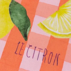 Kissenhülle Gingham Citron Zitronen Rüschen multicolor 43x43cm
