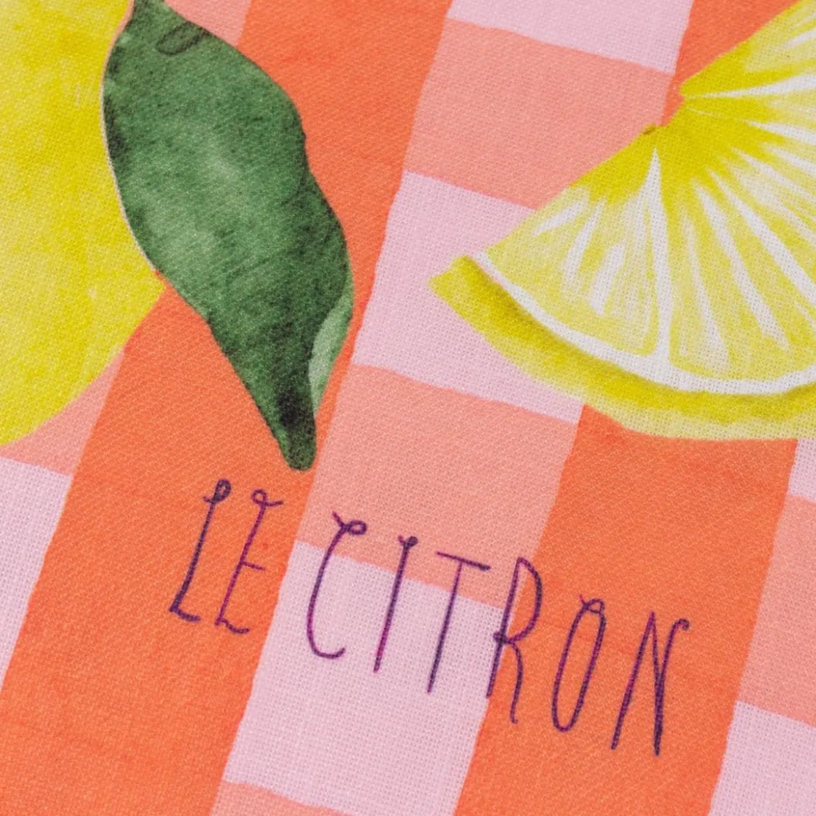 Kissenhülle Gingham Citron Zitronen Rüschen multicolor 43x43cm