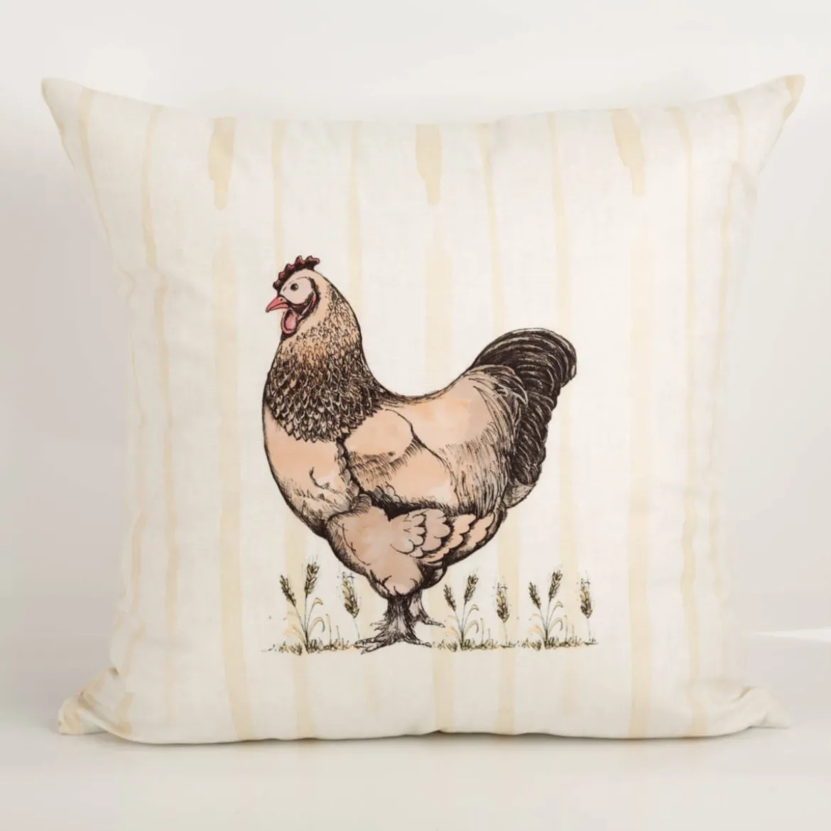 Kissenhülle Hahn Streifen beige gelb braun 45x45cm von Clayre & Eef