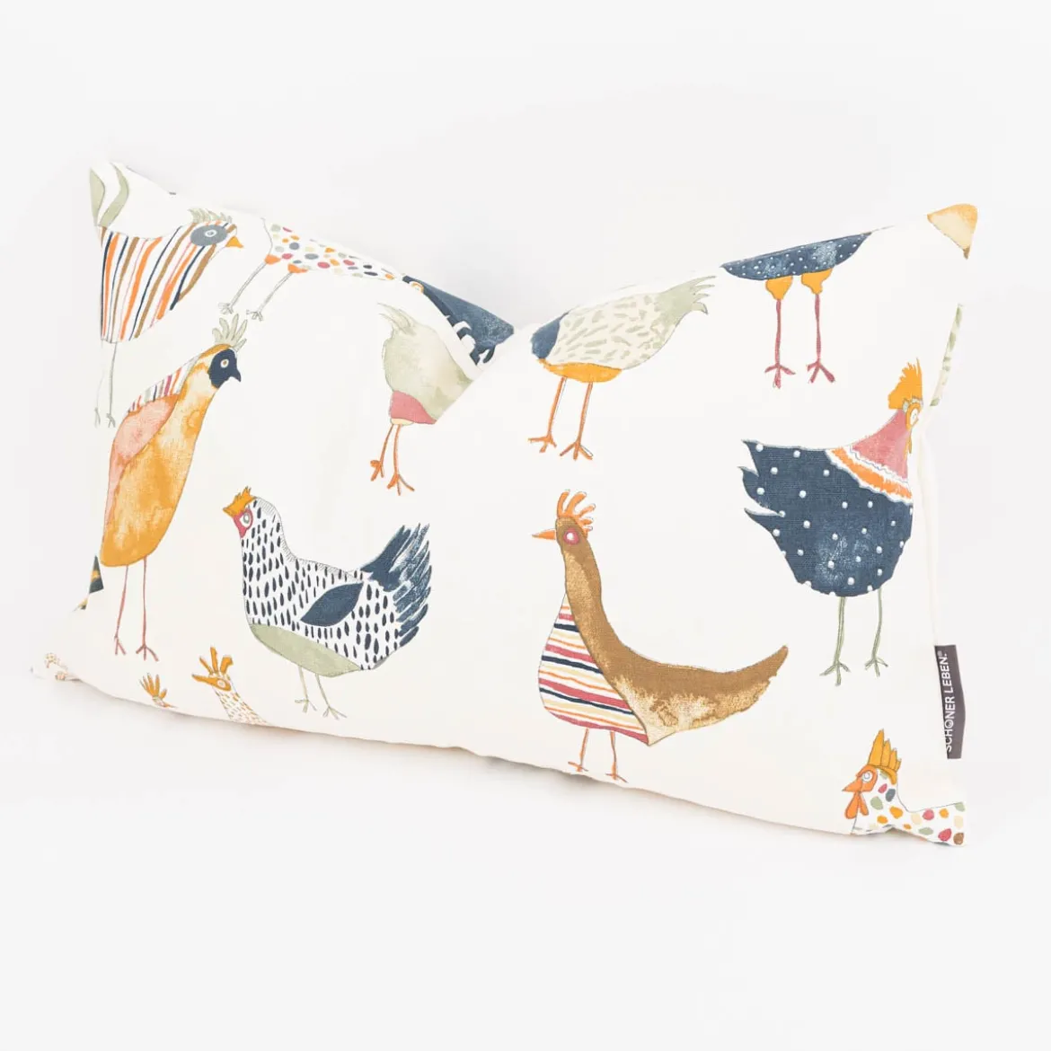 Kissenhülle Harriet Vintage Hühner wollweiß bunt in versch. Größen von SCHÖNER LEBEN.