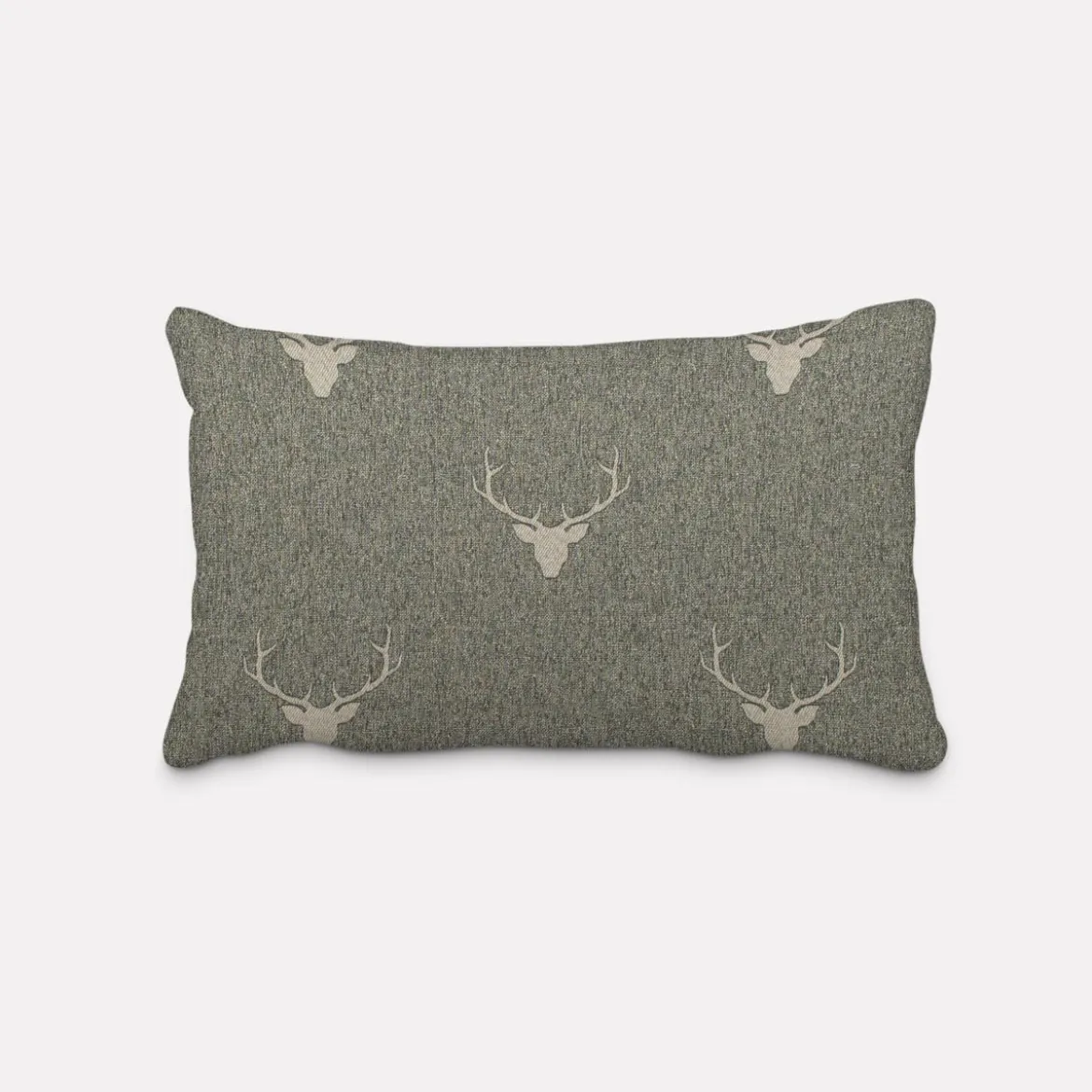 Kissenhülle Jacquard Hirschkopf mit Geweih grün beige verschiedene Größen von SCHÖNER LEBEN.