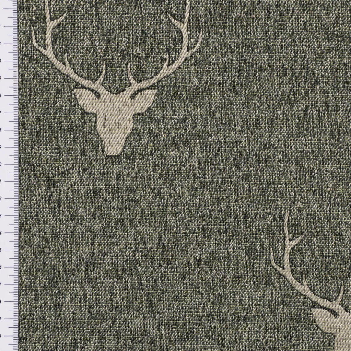 Kissenhülle Jacquard Hirschkopf mit Geweih grün beige verschiedene Größen von SCHÖNER LEBEN.