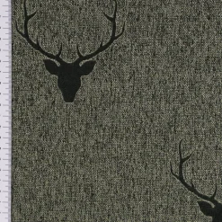 Kissenhülle Jacquard Hirschkopf mit Geweih grün dunkelgrün verschiedene Größen von SCHÖNER LEBEN.