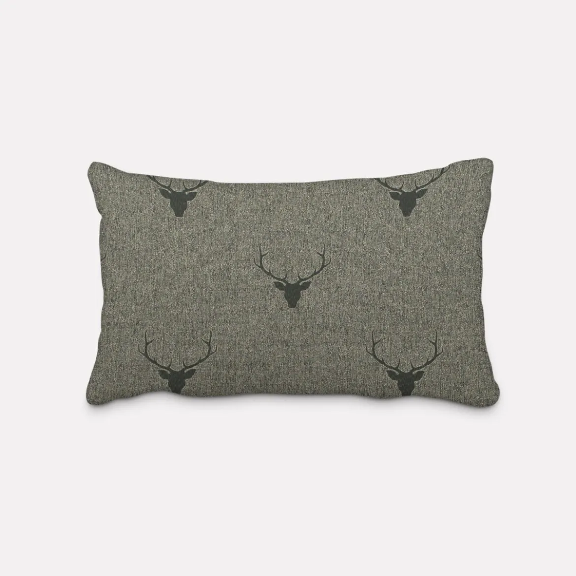 Kissenhülle Jacquard Hirschkopf mit Geweih grün dunkelgrün verschiedene Größen von SCHÖNER LEBEN.