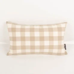 Kissenhülle Karos beige weiß in versch. Größen oder Wunschmaß von SCHÖNER LEBEN.