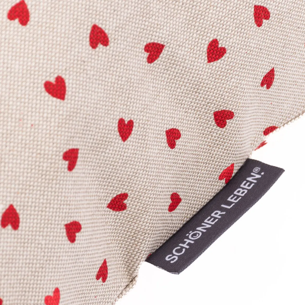 Kissenhülle Little Love Heart Herzchen Leinenlook natur rot in versch. Größen von SCHÖNER LEBEN.