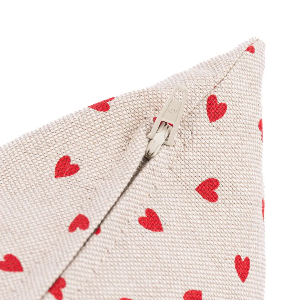Kissenhülle Little Love Heart Herzchen Leinenlook natur rot in versch. Größen von SCHÖNER LEBEN.