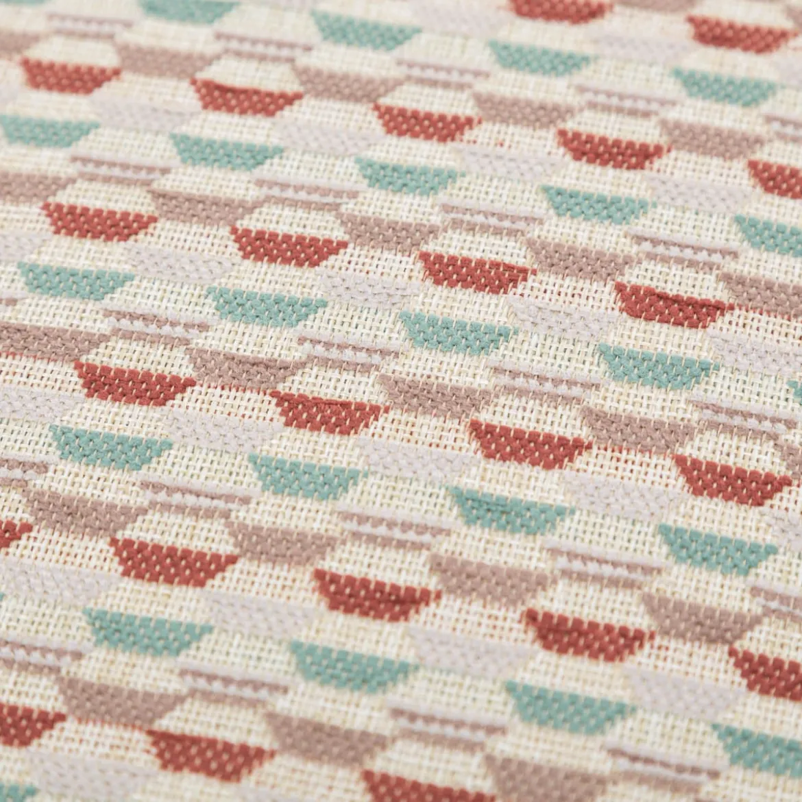 Kissenhülle Mira Hexagon beige rot türkis in versch. Größen oder Wunschmaß von SCHÖNER LEBEN.
