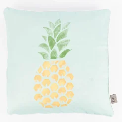 Kissenhülle mit Kederumrandung aus Mikrofaser Digitaldruck Ananas mintgrün gelb weiß 45x45cm aus Barbara Becker home passion Roots Kollektion