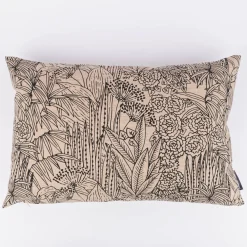 Kissenhülle Orphee Botanics Leinenlook natur schwarz in versch. Größen von SCHÖNER LEBEN.