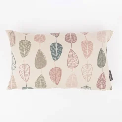 Kissenhülle Scandi Retro Leaves Blätter Leinenlook natur rosa in versch. Größen oder Wunschmaß von SCHÖNER LEBEN.