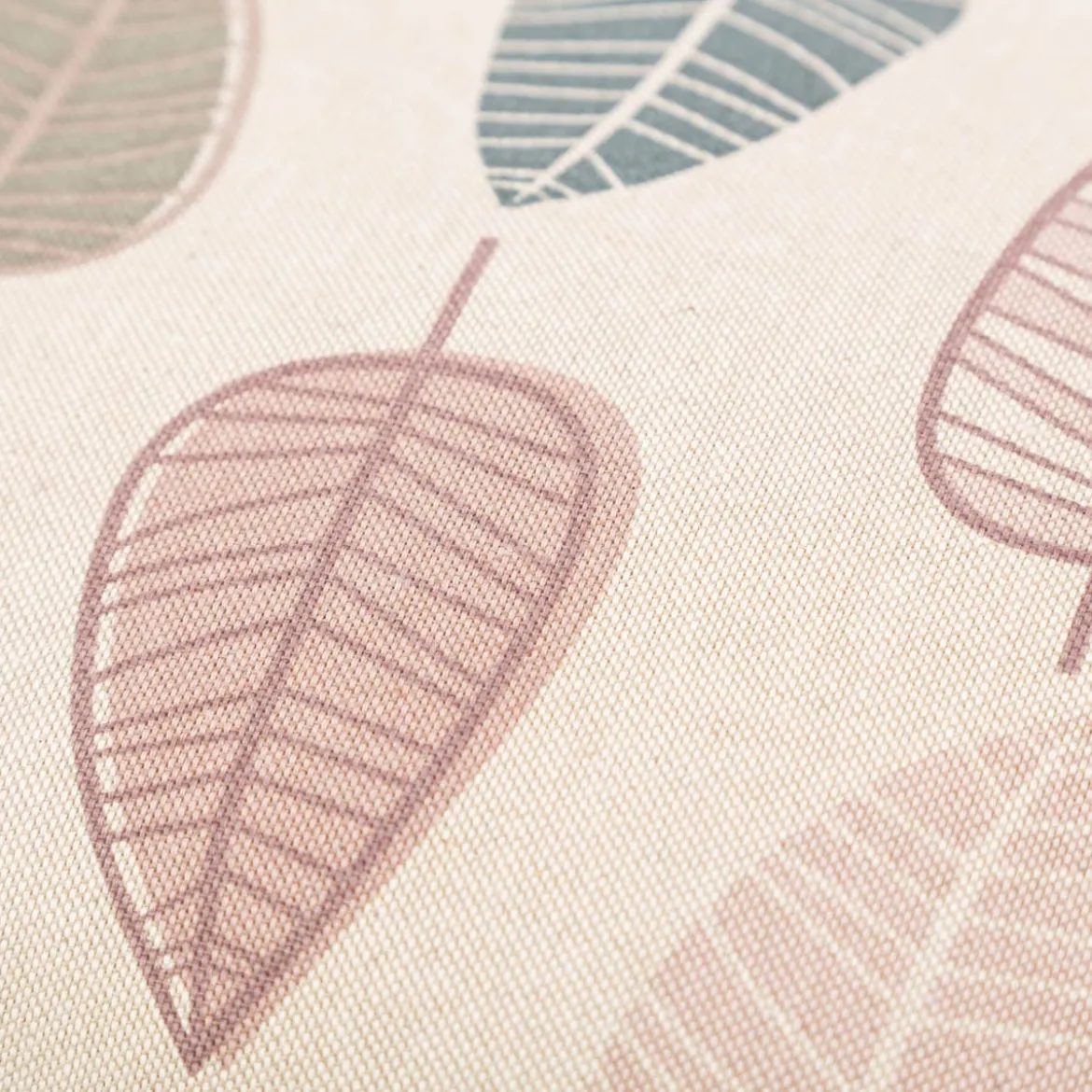 Kissenhülle Scandi Retro Leaves Blätter Leinenlook natur rosa in versch. Größen oder Wunschmaß von SCHÖNER LEBEN.