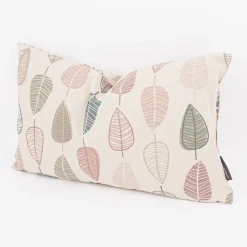 Kissenhülle Scandi Retro Leaves Blätter Leinenlook natur rosa in versch. Größen oder Wunschmaß von SCHÖNER LEBEN.