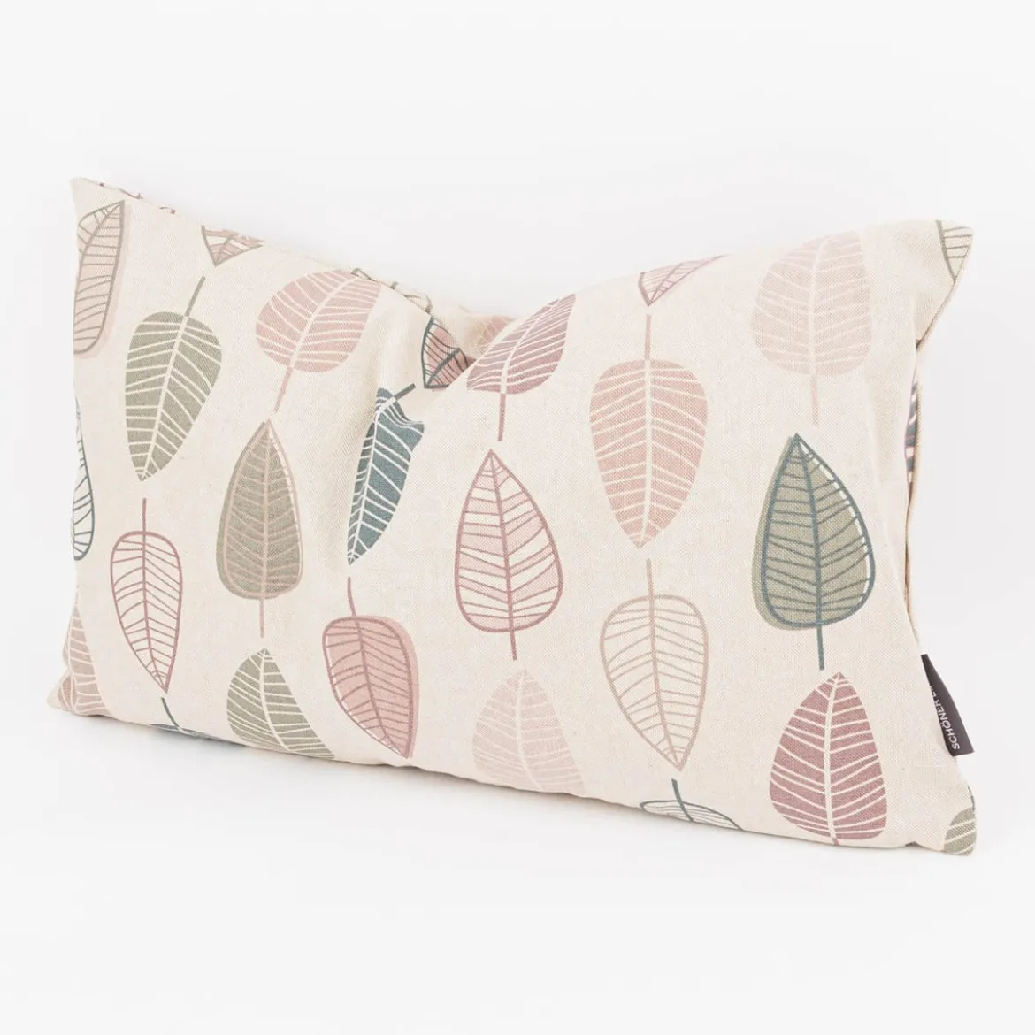 Kissenhülle Scandi Retro Leaves Blätter Leinenlook natur rosa in versch. Größen oder Wunschmaß von SCHÖNER LEBEN.