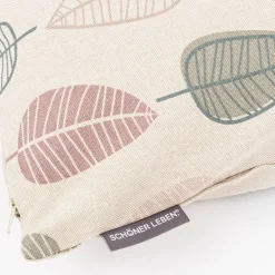 Kissenhülle Scandi Retro Leaves Blätter Leinenlook natur rosa in versch. Größen oder Wunschmaß von SCHÖNER LEBEN.
