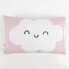 Kissenhülle Wolke mit lachendem Gesicht Kinderkissen aus Baumwolle rosa 30x50cm