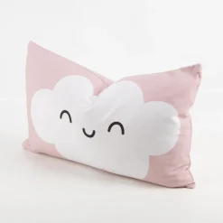 Kissenhülle Wolke mit lachendem Gesicht Kinderkissen aus Baumwolle rosa 30x50cm