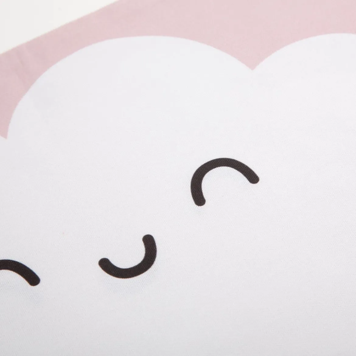 Kissenhülle Wolke mit lachendem Gesicht Kinderkissen aus Baumwolle rosa 30x50cm