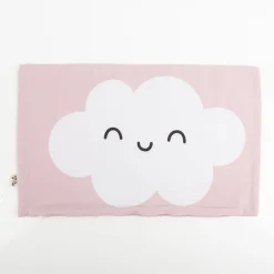 Kissenhülle Wolke mit lachendem Gesicht Kinderkissen aus Baumwolle rosa 30x50cm
