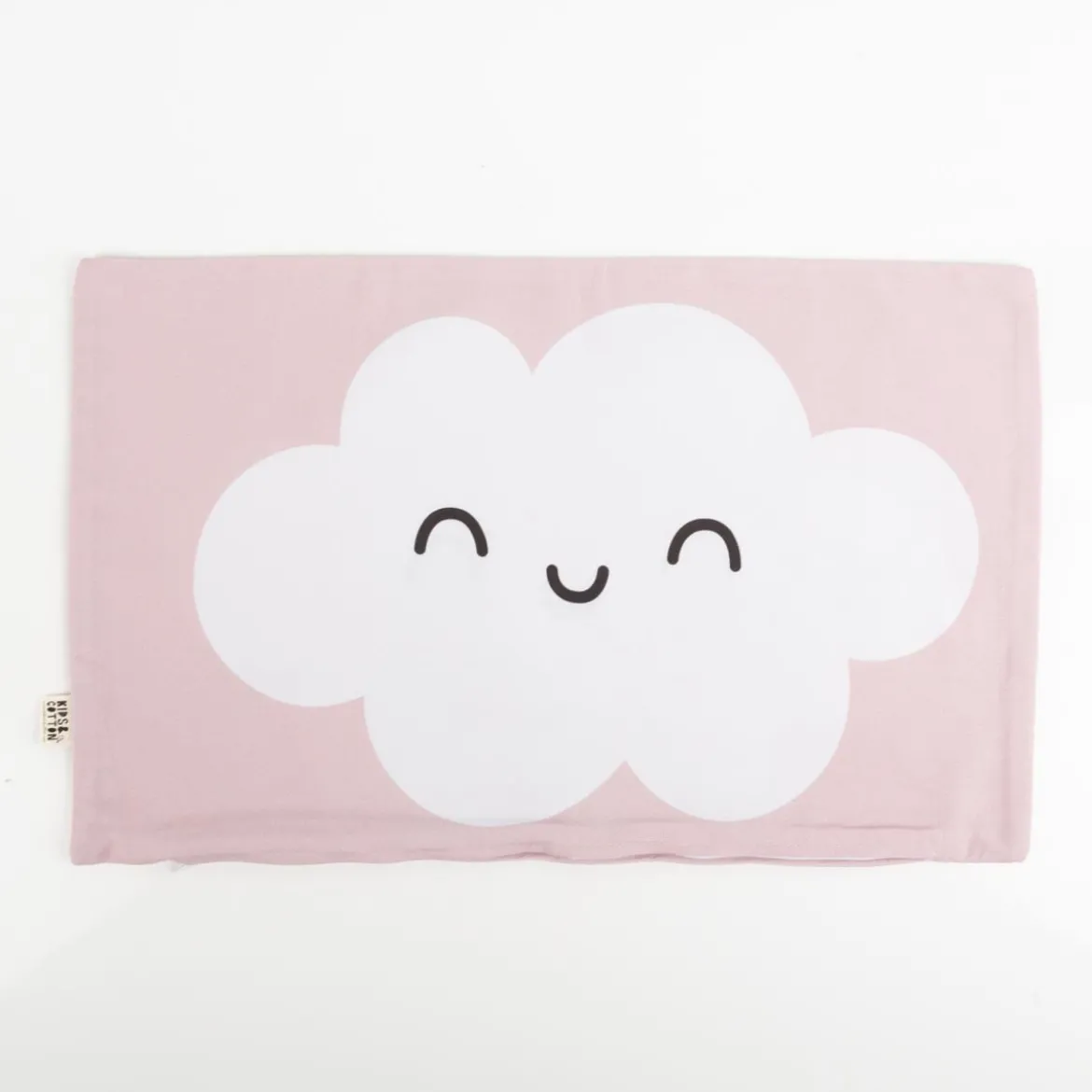 Kissenhülle Wolke mit lachendem Gesicht Kinderkissen aus Baumwolle rosa 30x50cm